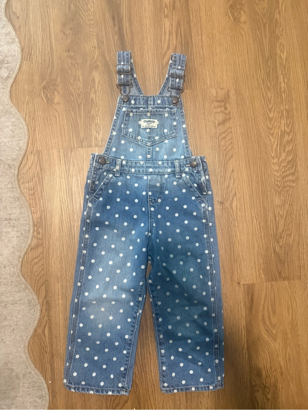 OshKosh B'gosh Blue Polka Dot Denim Overalls